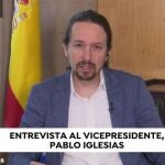 Pablo Iglesias en un momento de la entrevista