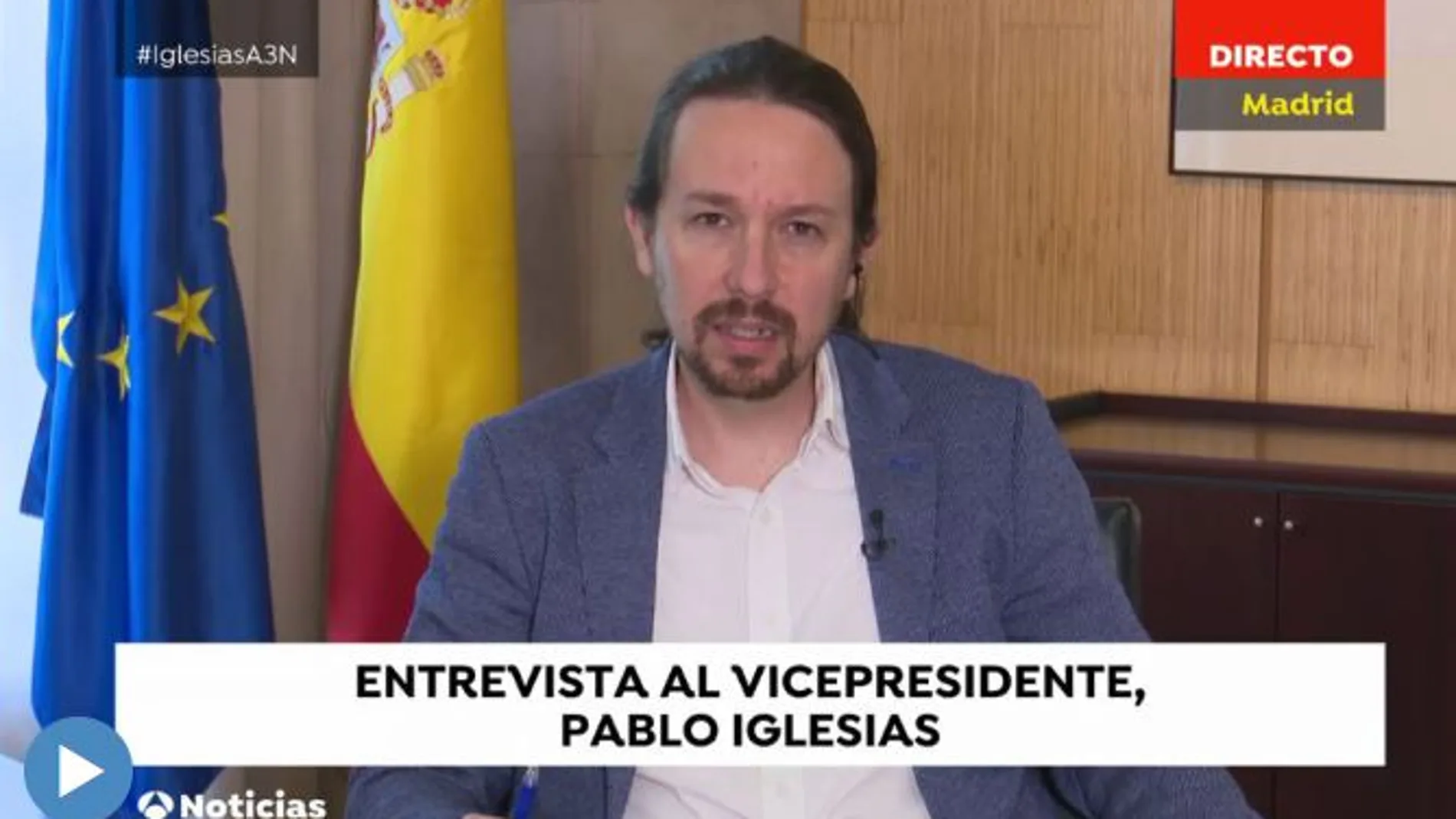 Pablo Iglesias en un momento de la entrevista