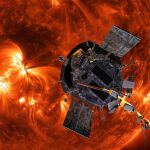 Ilustración de la sonda Parker orientada hacia el Sol (imagen de la NASA)