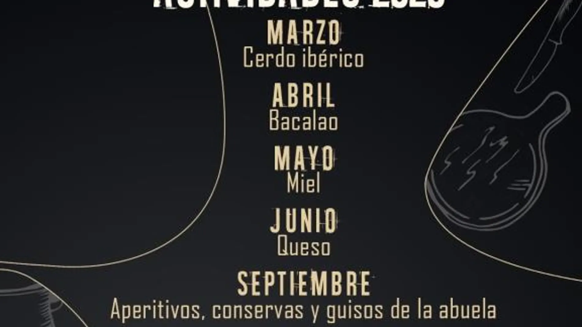 Cartel de las actividades programadas para este 2020 de la marca gastronómica "TeGusta Salamanca"