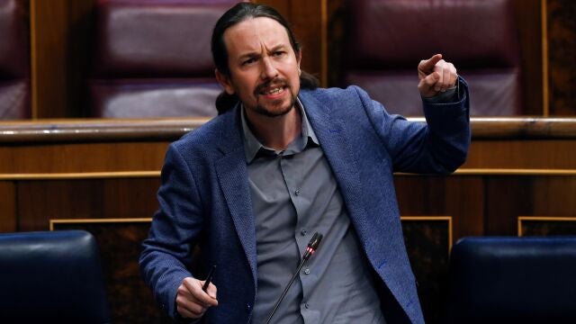 - El vicepresidente tercero del Gobierno, Pablo Iglesias, durante el pleno del Congreso que aprobó la quinta prorroga al estado de alarma