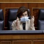 Carmen Calvo, vicepresidenta primera del Gobierno, ayer durante el debate en el Congreso 20/05/2020