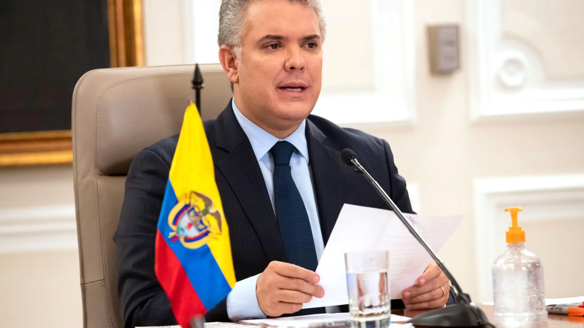 Colombian President Ivan Duque speaking in Bogota
