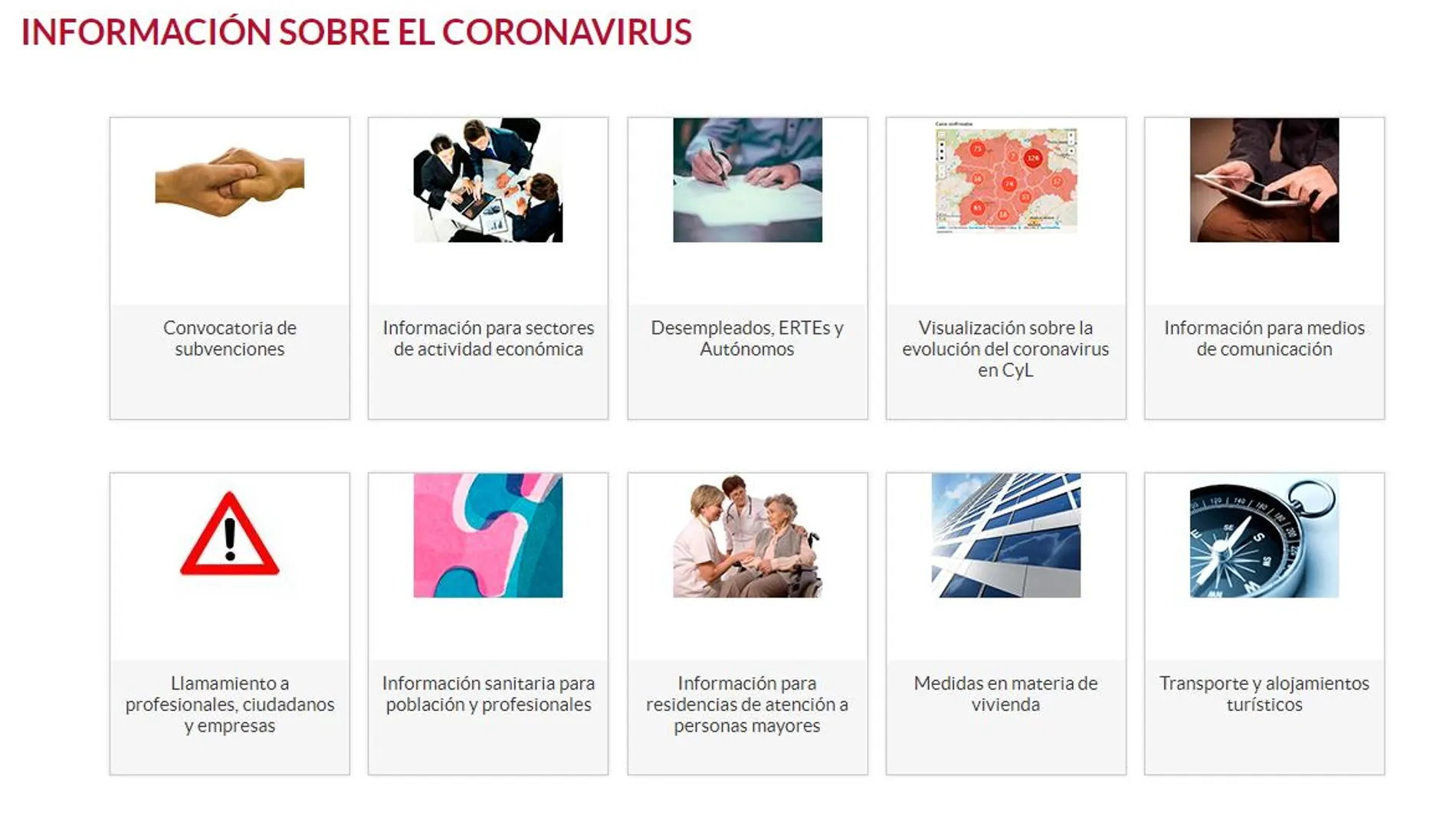 Página principal del nuevo portal con todas las ayudas para afectados por el coronavirus