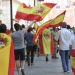 Ciudadanos con banderas de España
