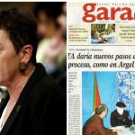 A la izquierda, Mertxe Aizpurua en el Congreso. A la derecha, la portada de Gara del 7 de junio de 2001 en la que la ahora portavoz de Bildu entrevistó a dos miembros de ETA.