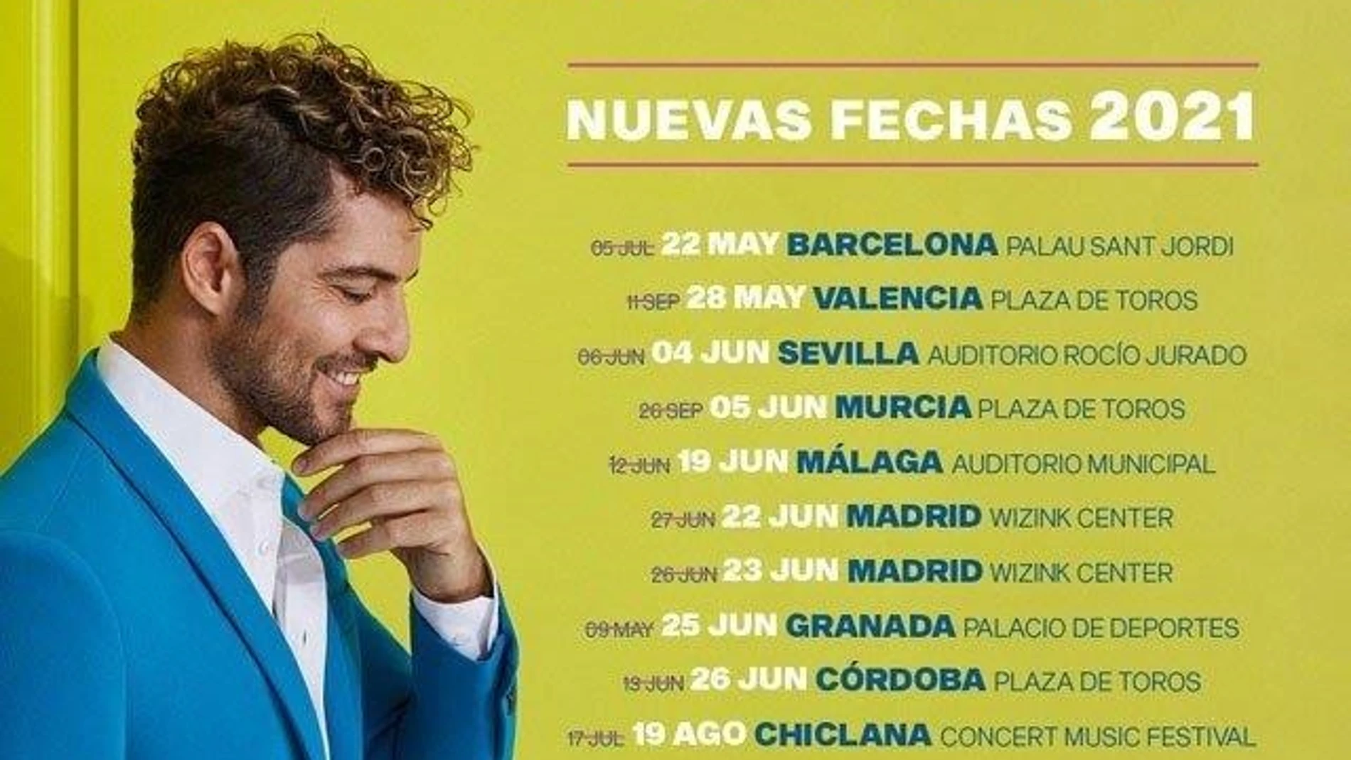 David Bisbal pospone su concierto en Murcia al 5 de junio de 2021