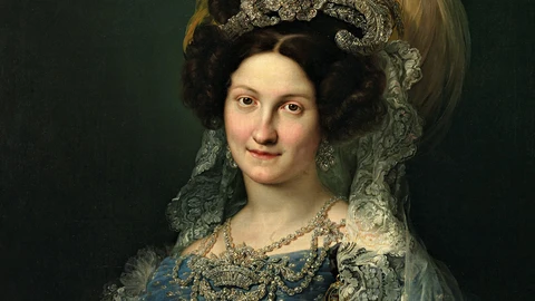 Fragmento del lienzo de la reina pintado por Vicente López