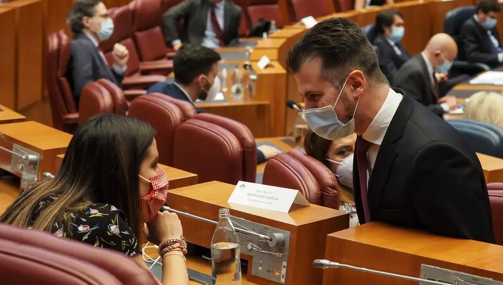 El portavoz del Grupo Parlamentario Socialista, Luis Tudanca, durante el Pleno de las Cortes