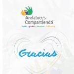 Cartel de 'Andaluces Compartiendo', iniciativa puesta en marcha por la Fundación Cajasol y Landaluz