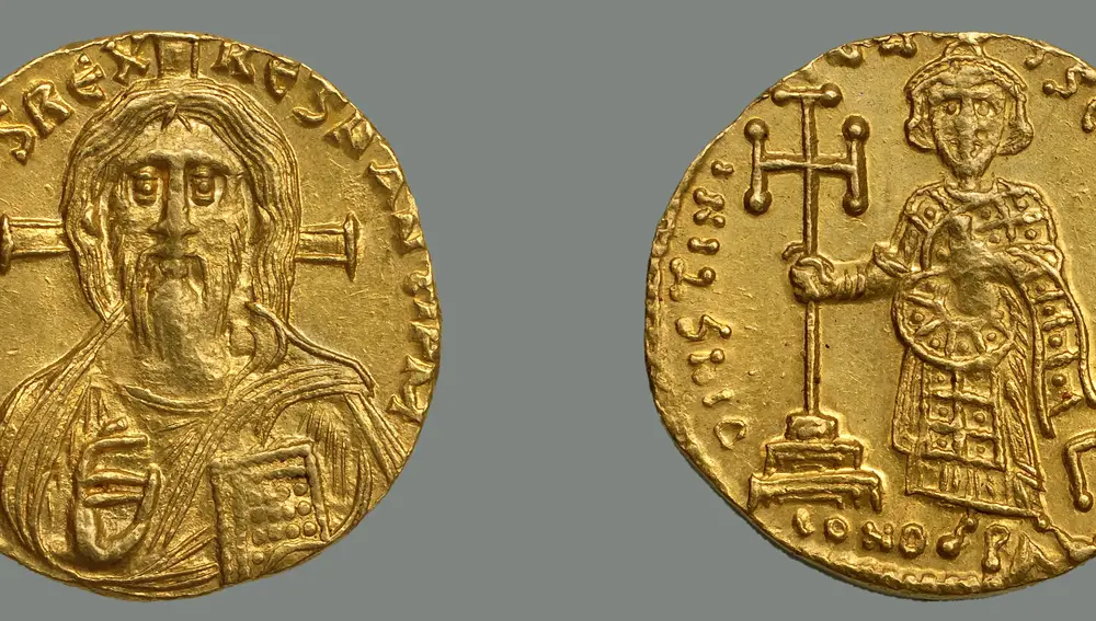 Justiniano II (a la derecha) fue el primero en acuñar moneda con imágenes de Cristo