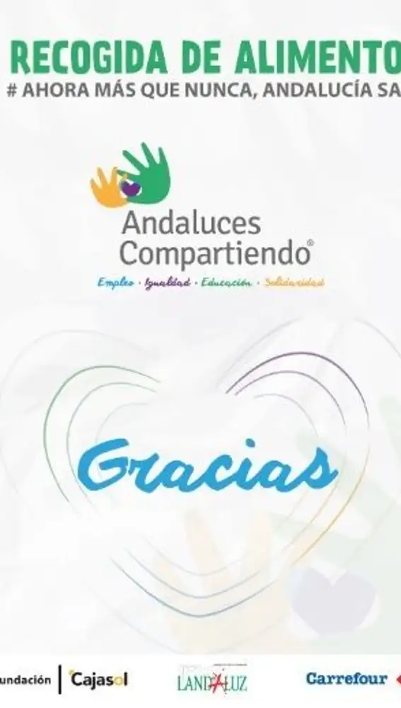 Cartel de &quot;Andaluces Compartiendo&quot;, iniciativa puesta en marcha por la Fundación Cajasol y Landaluz