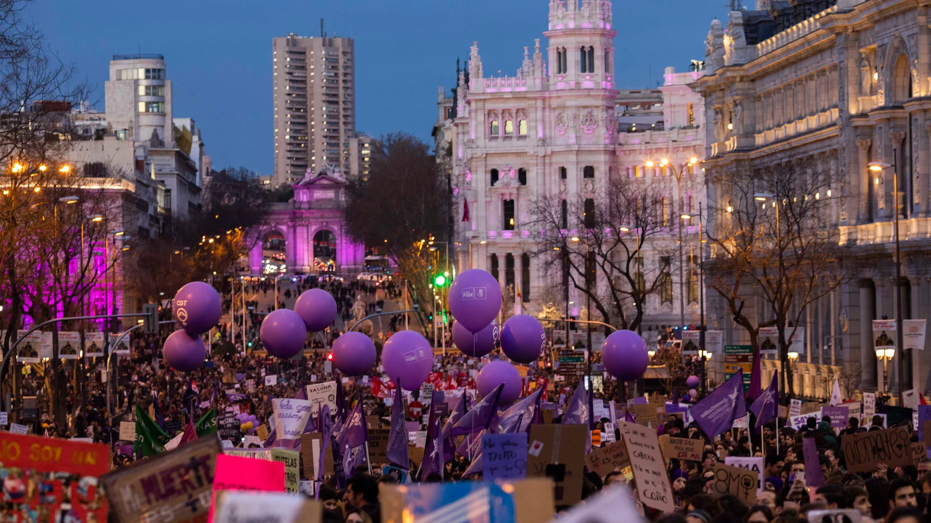 Manifestación multitudinaria celebrada el 8-M en Madrid