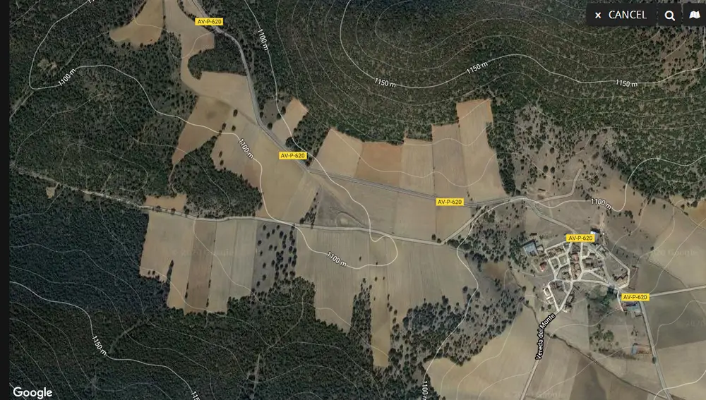 Foto de satélite con información de contorno y elevación.