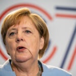 La canciller Angela Merkel durante una rueda de prensa del G-7 el año pasado