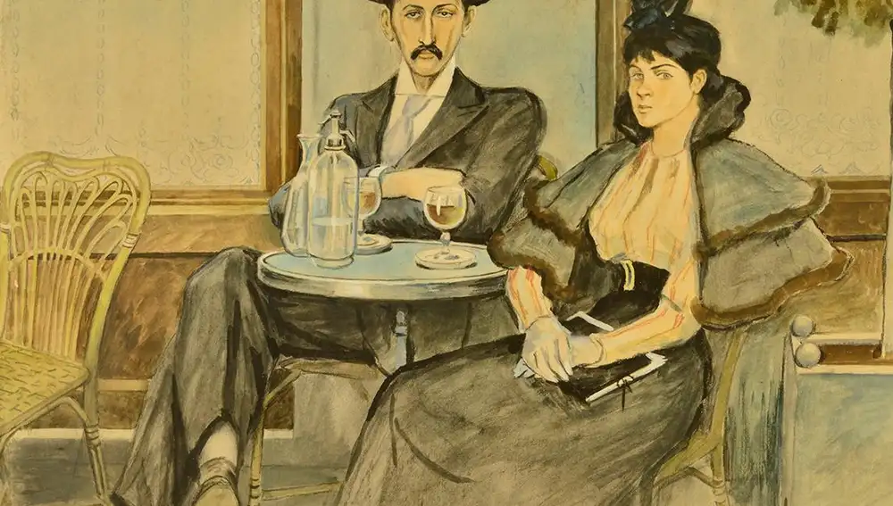 Ricard Opisso dibujó a Suzanne Valadon con Miquel Utrillo