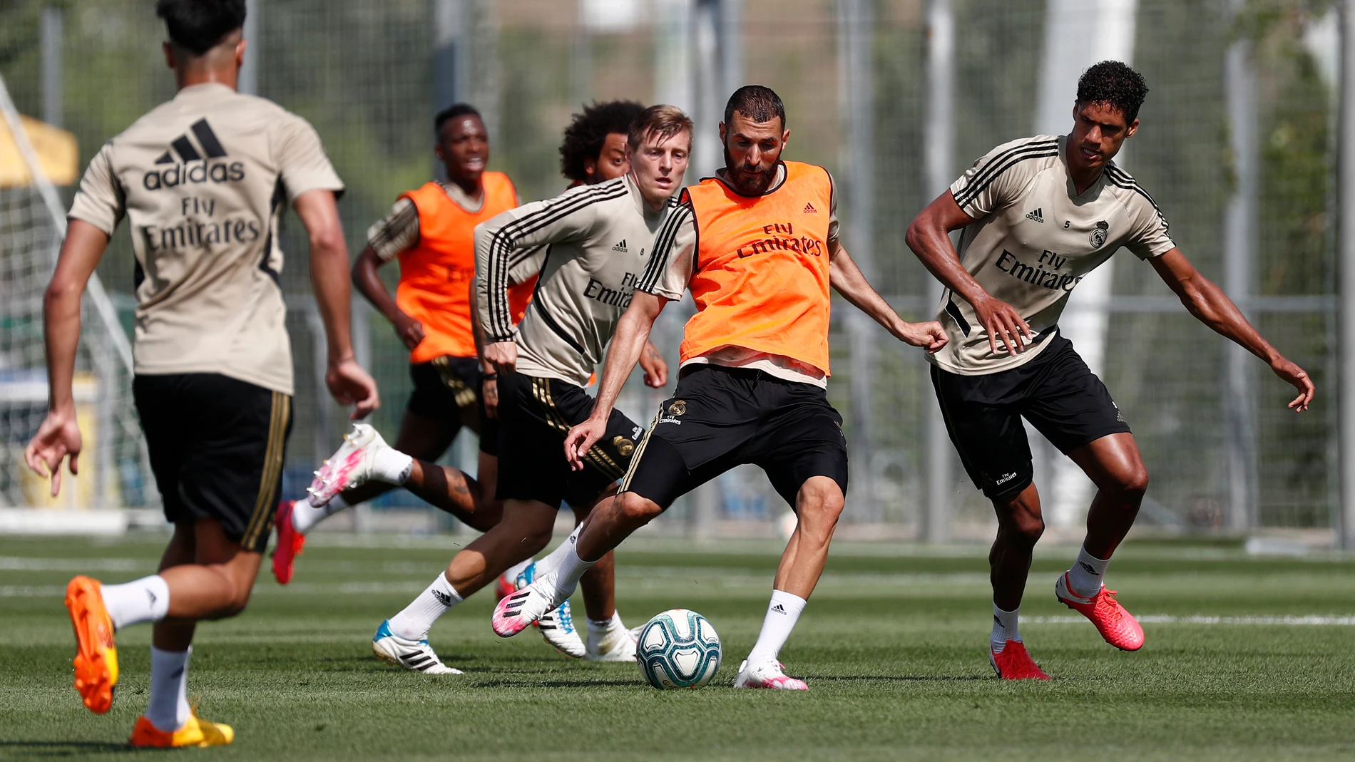 Entrenamiento del Real Madrid ya en la última fase de la desescalada