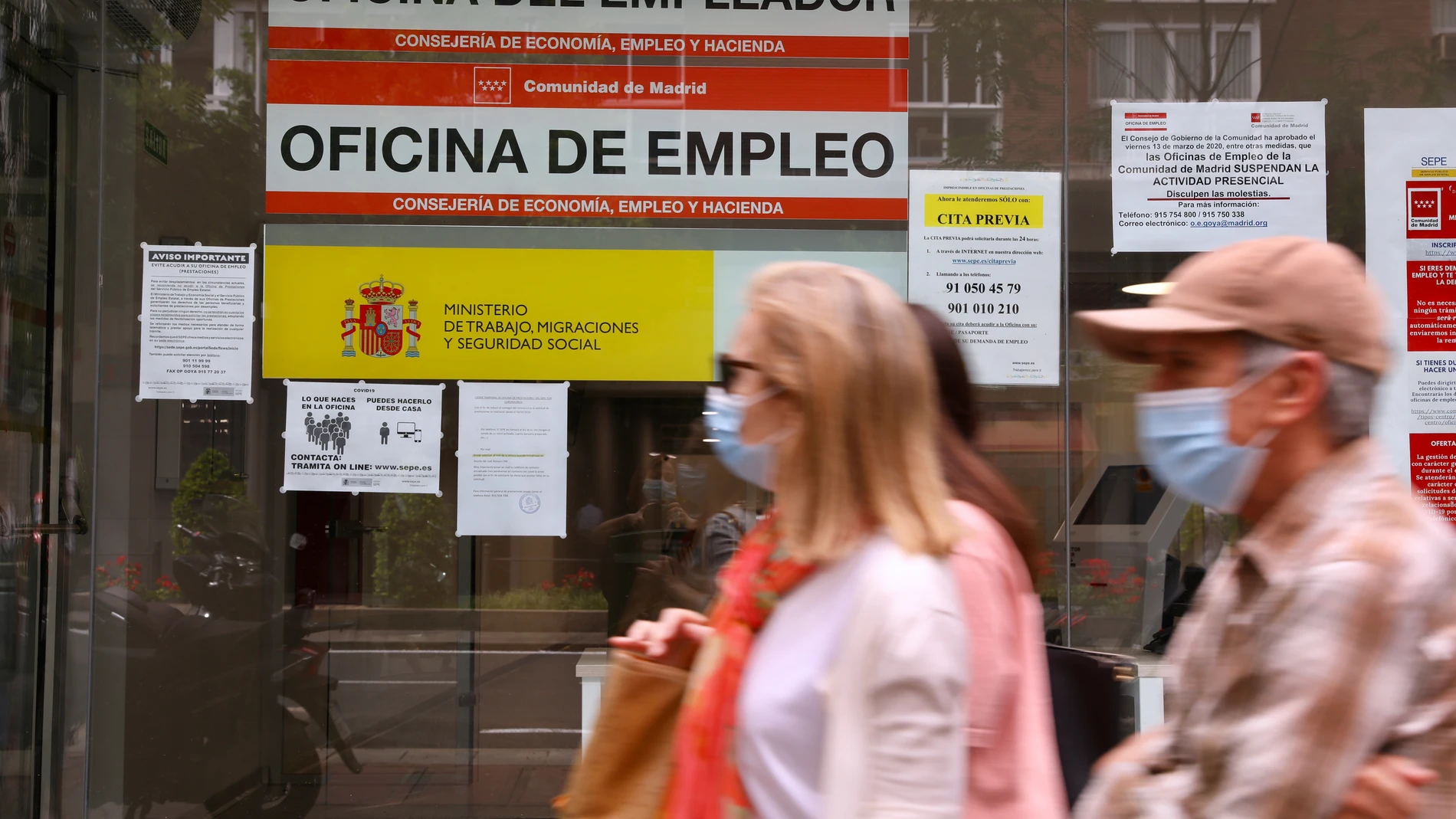 Oficina de empleo hoy en Madrid,que atiende con cita previa debido al Estado de Alarma.