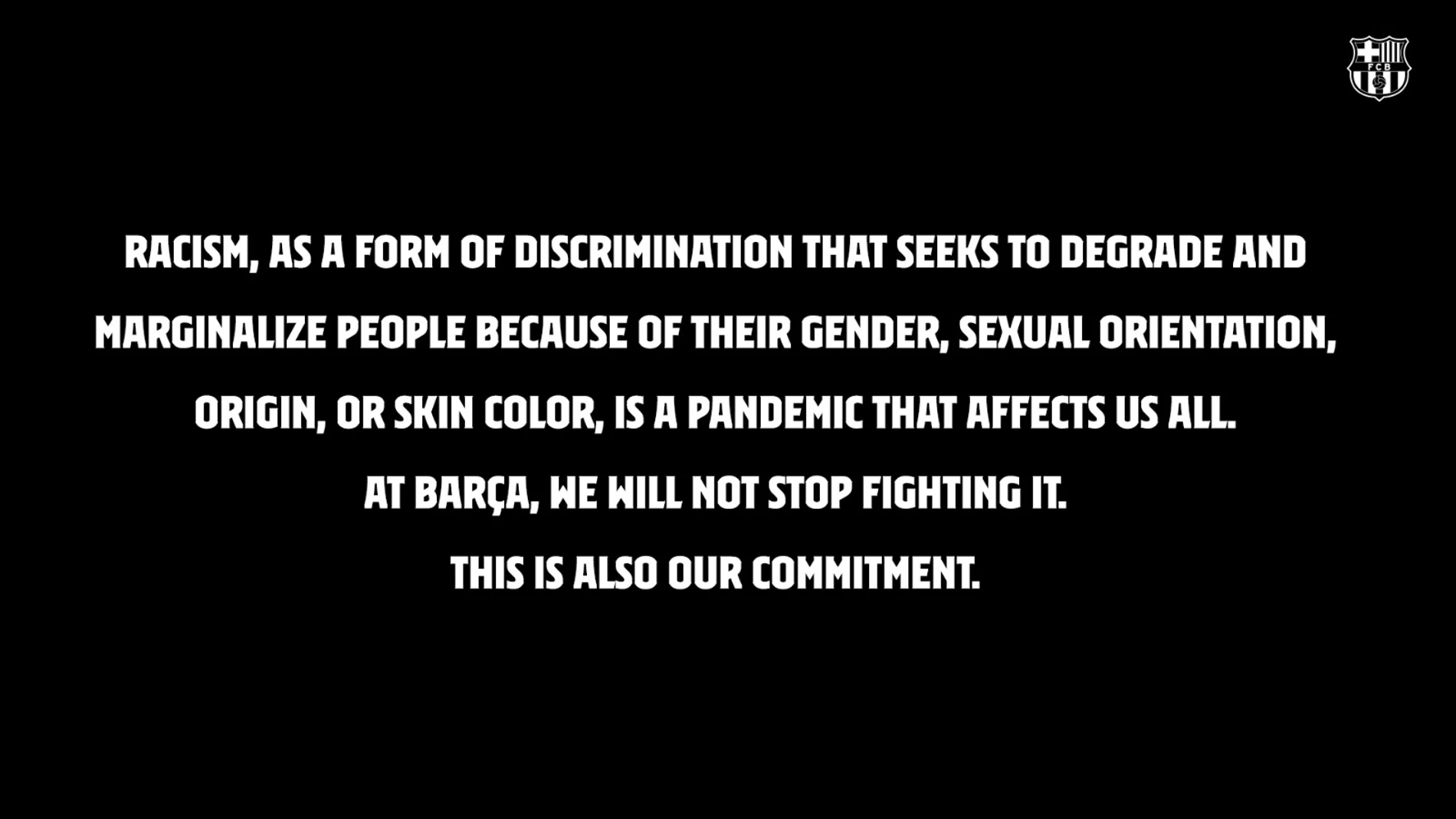 Mensaje del Barcelona contra el racismo