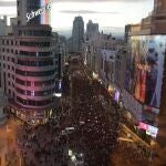 Manifestación del 8-M por el Día Internacional de la Mujer en la Gran Vía de Madrid