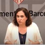 La alcaldesa de Barcelona, Ada Colau, en una rueda de prensa telemáticaAYUNTAMIENTO DE BARCELONA03/06/2020