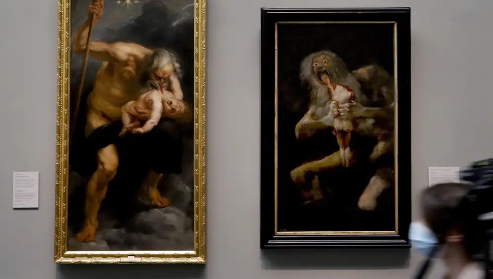 Las obras &quot;Saturno devorando a su hijo&quot; de Rubens (i) y Francisco de Goya (d) se expusieron juntas por primera vez en la muestra &quot;Reencuentro&quot;, un espectacular montaje de las obras más emblemáticas del Museo del Prado que ahora servirá de inspiración para la reordenación de su colección