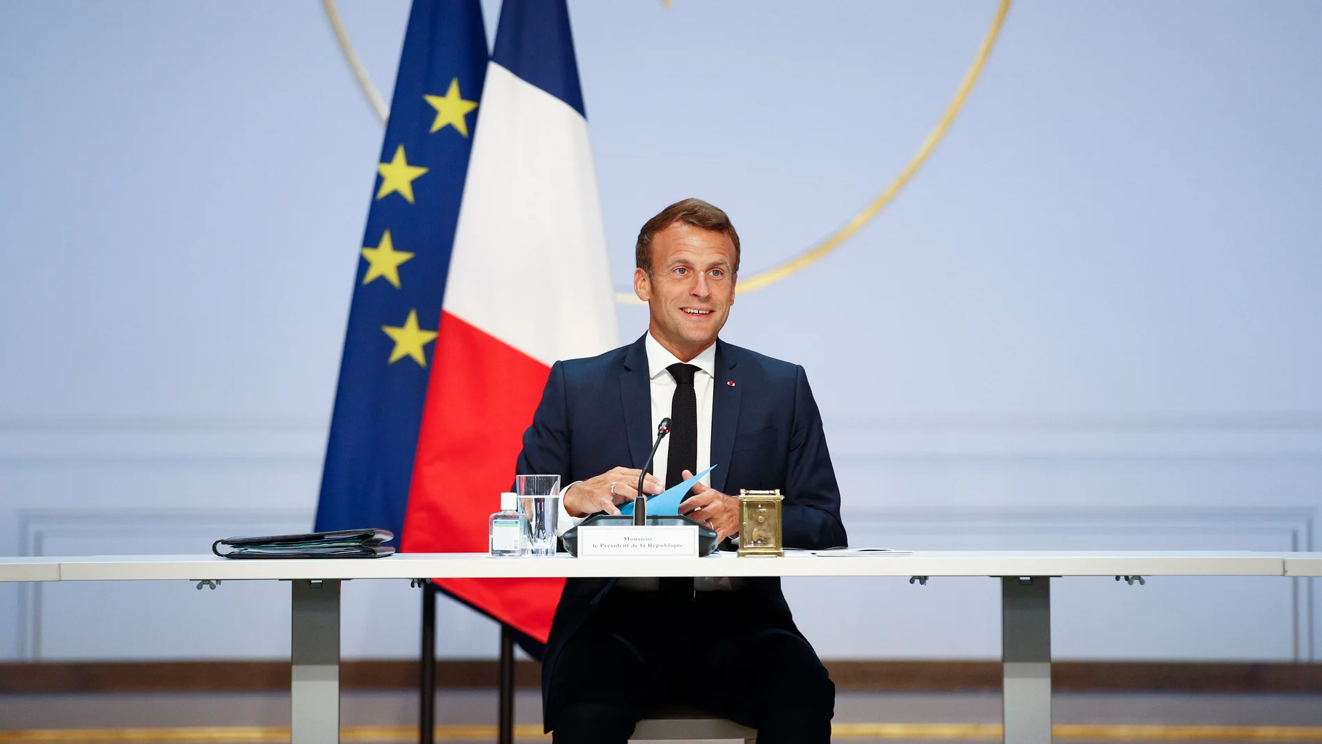 President Macron meets with French Unions in Paris