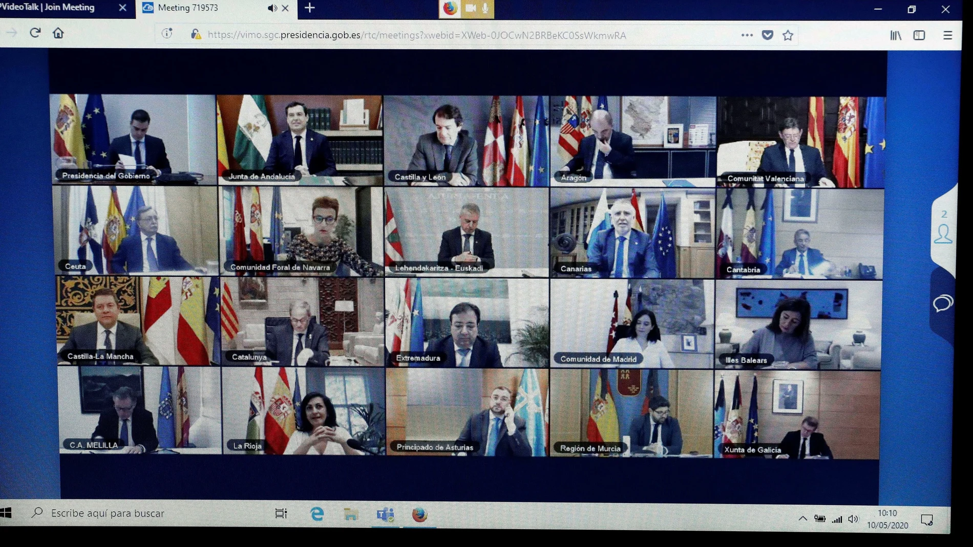 Video conferencia con los presidentes autonómicos