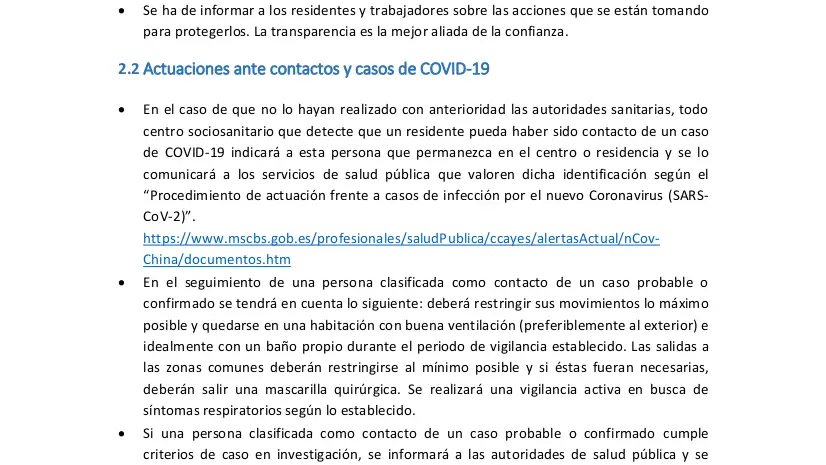 Sanidad pedía en marzo aislar a los ancianos infectados en las residencias