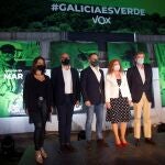 El presidente de Vox Santiago Abascal, en Mos en la presentación de los cabezas de lista de las provincias gallegas al Parlamento Gallego. EFE/ Salvador Sas
