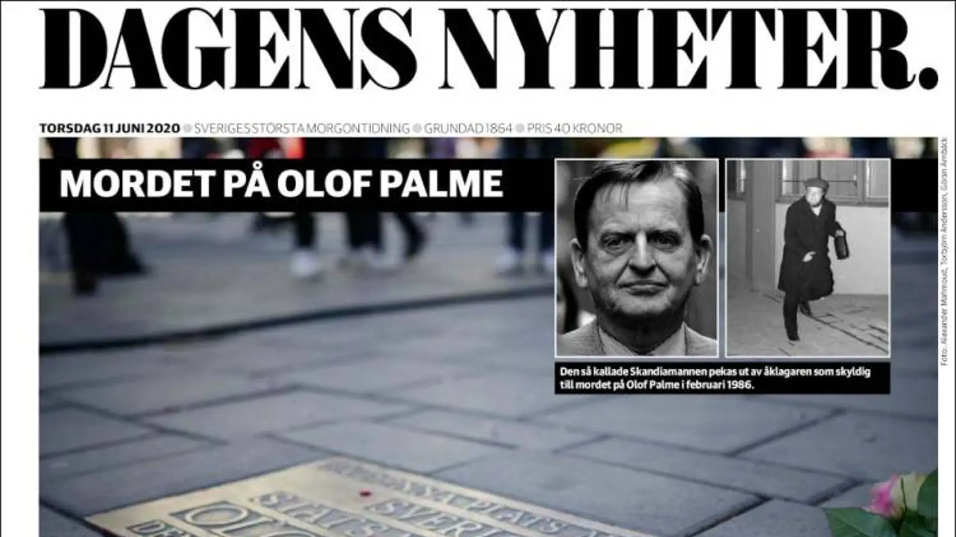 En su portada de este jueves el diario sueco "Dagens Nyheter" lamenta que los interrogantes sobre el magnicidio de Olof Palme permanecen 34 años después