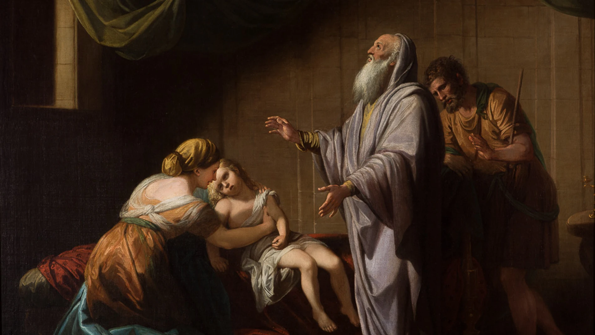 "Eliseo resucita al hijo de la mujer sunamita", obra Benjamin West. Speed Art Museum