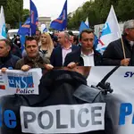 Agentes de Policía se manifiestan contra las reformas del ministro del Interior, Minister Christophe Castaner
