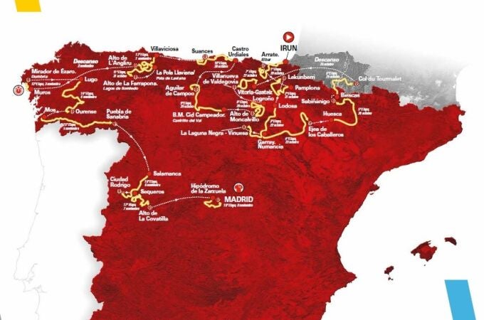 Recorrido oficial de La Vuelta a España tras la modificación para evitar el paso por Portugal por la COVID-19