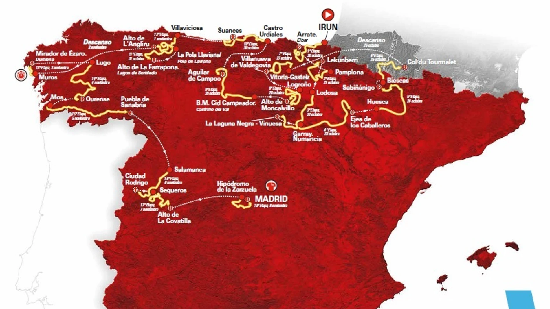 Ciclismo/Vuelta.- Puebla de Sanabria y Salamanca sustituyen al paso de La Vuelta 2020 por Portugal