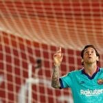 Leo Messi celebra su gol al Mallorca