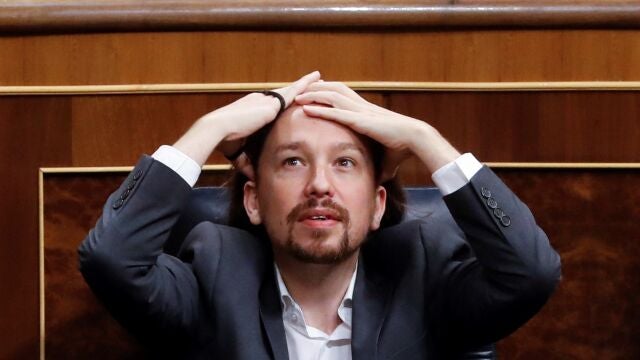 El vicepresidente segundo del Gobierno, Pablo Iglesias, durante a la última sesión de control al Gobierno en el Congreso