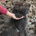 Un estrato de carbón aparece entre un flujo de basalto en Siberia