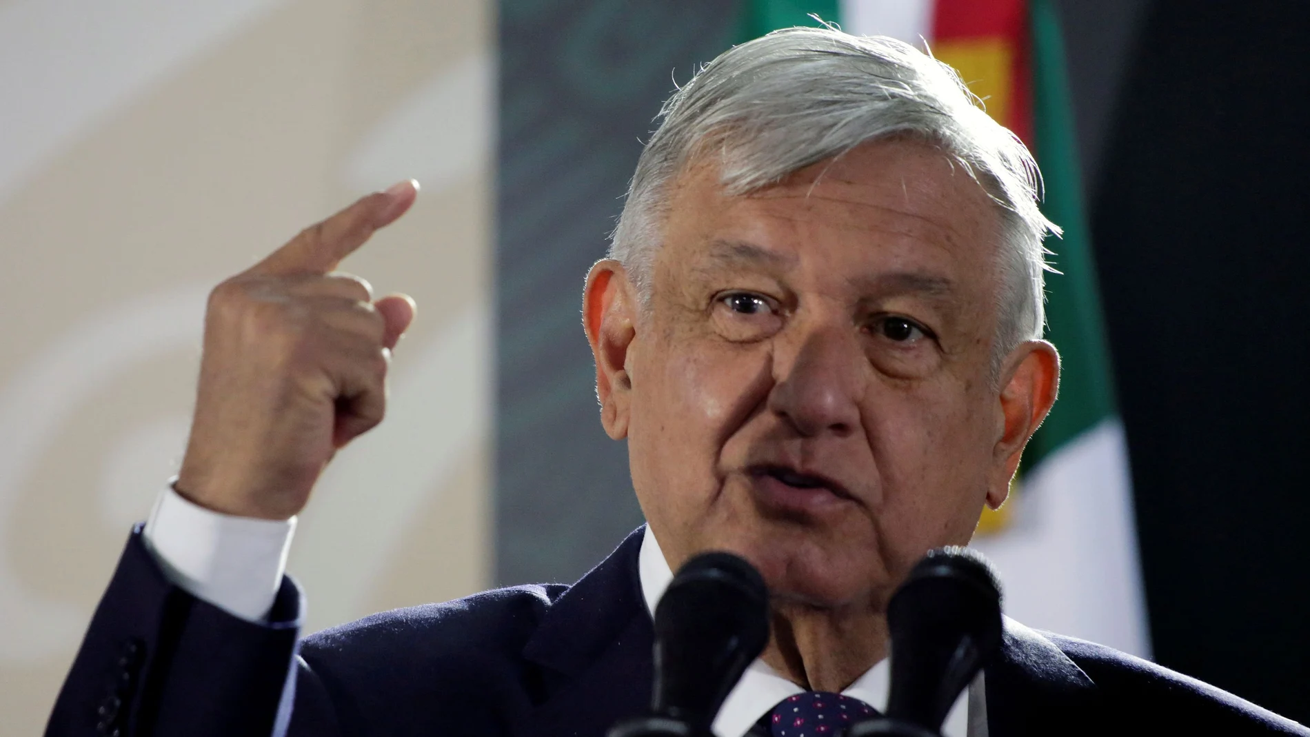 FILE PHOTO: Mexico's President Andres Manuel Lopez Obrador speaks during a news conference in Ciudad Juarez