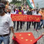 Una protesta contra China en una ciudad de la India