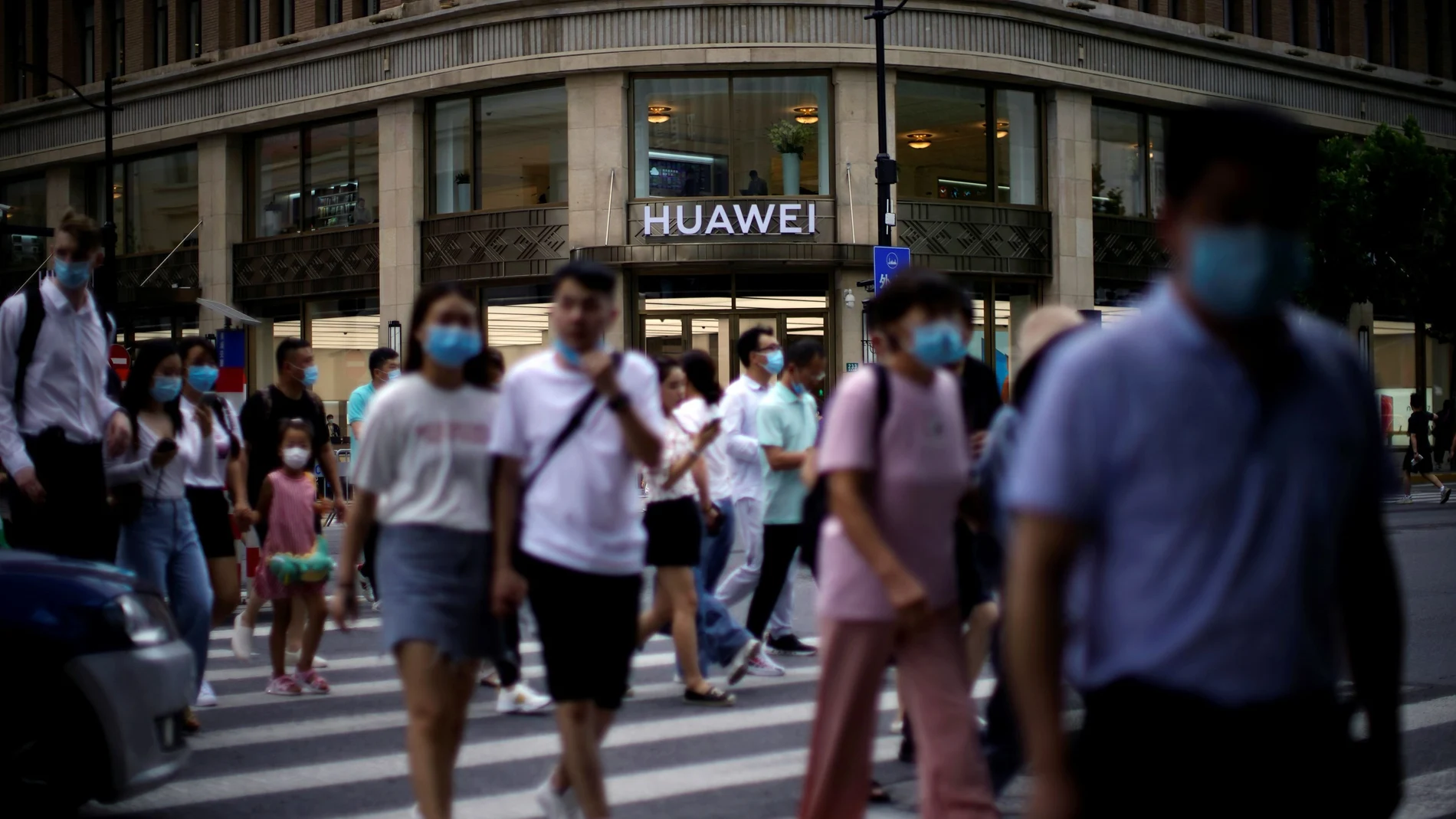 Huawei's new flagship store is seen ahead of tomorrow's official opening in Shanghai