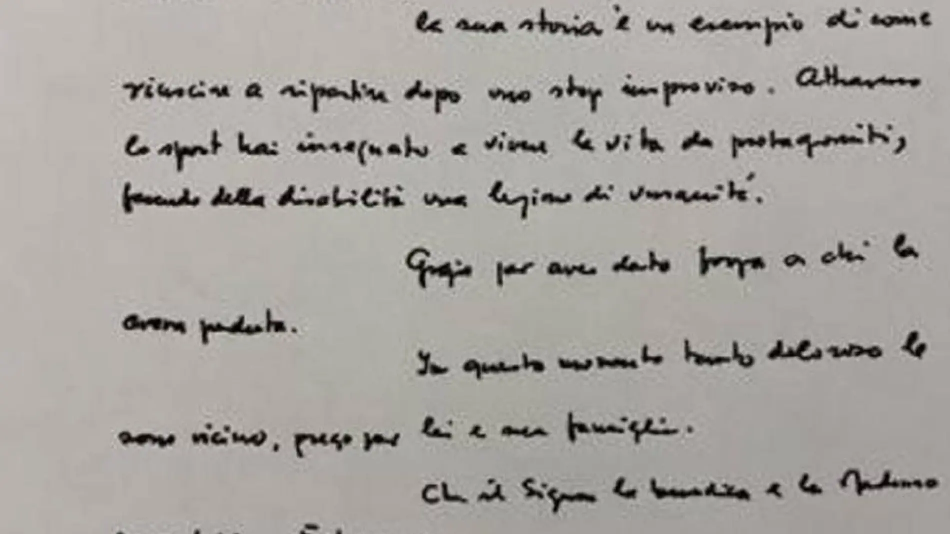 Carta que el Papa Francisco ha enviado a Alex Zanardi.