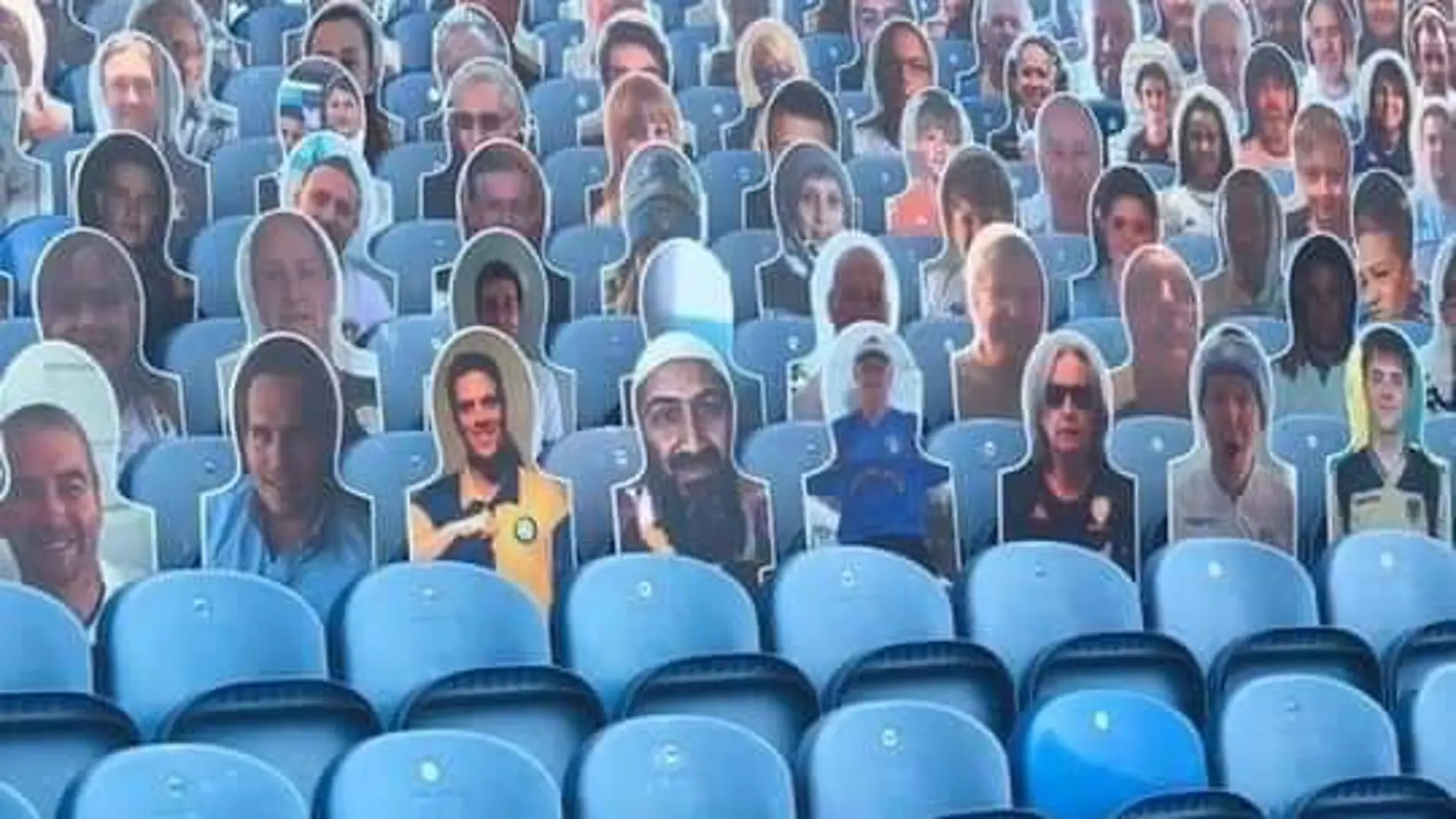 Foto de Osama Bin Laden en las gradas del estadio del Leeds United.
