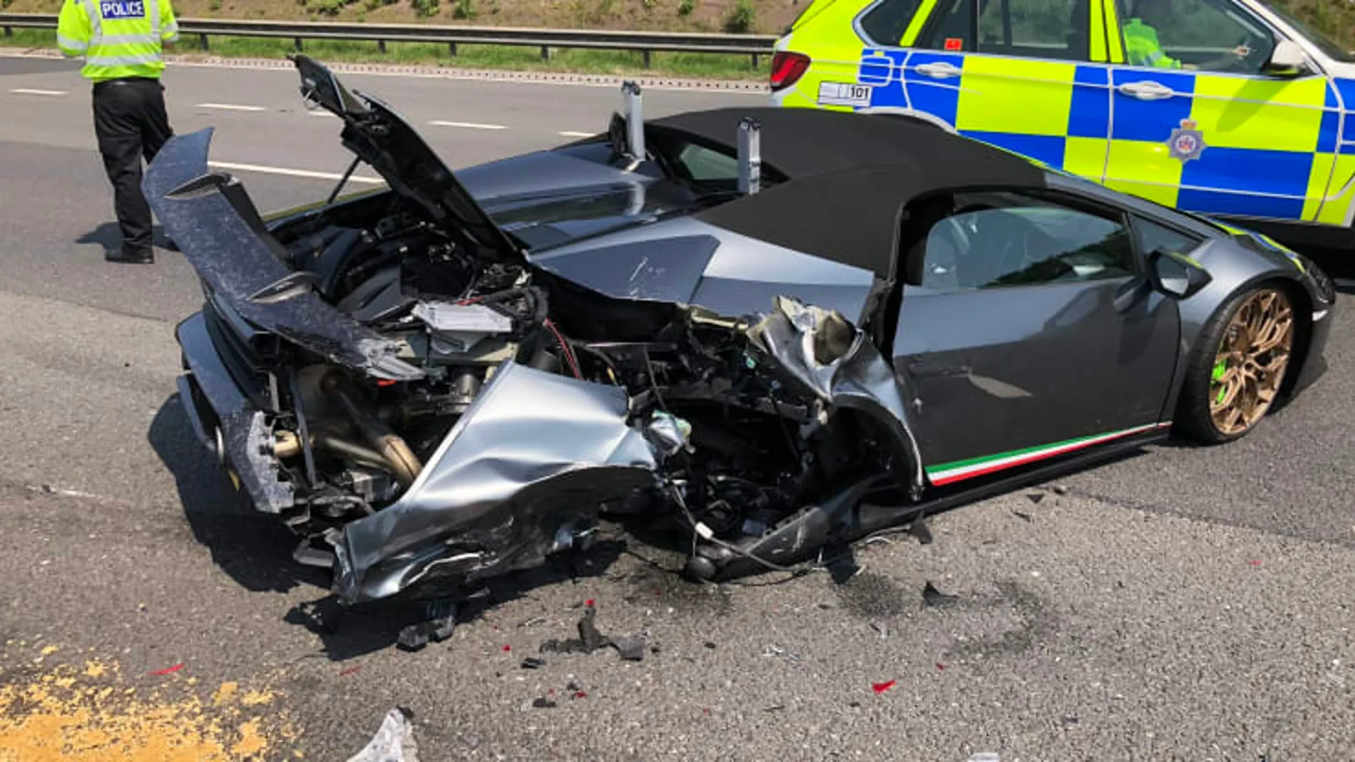 El Lamborghini Huracan Spyder tras el accidente