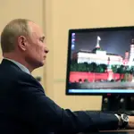 Putin durante un encuentro online con Macron