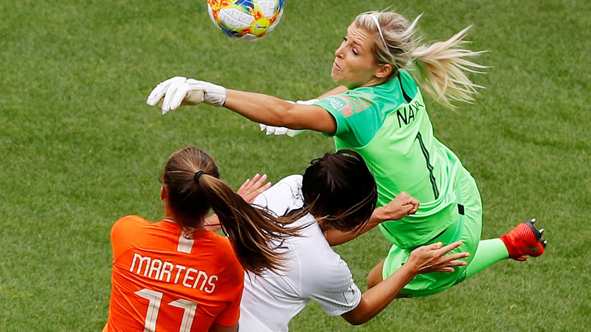 FILE PHOTO: New Zealand's Erin Nayler and Ali Riley in action during 2019 World Cup