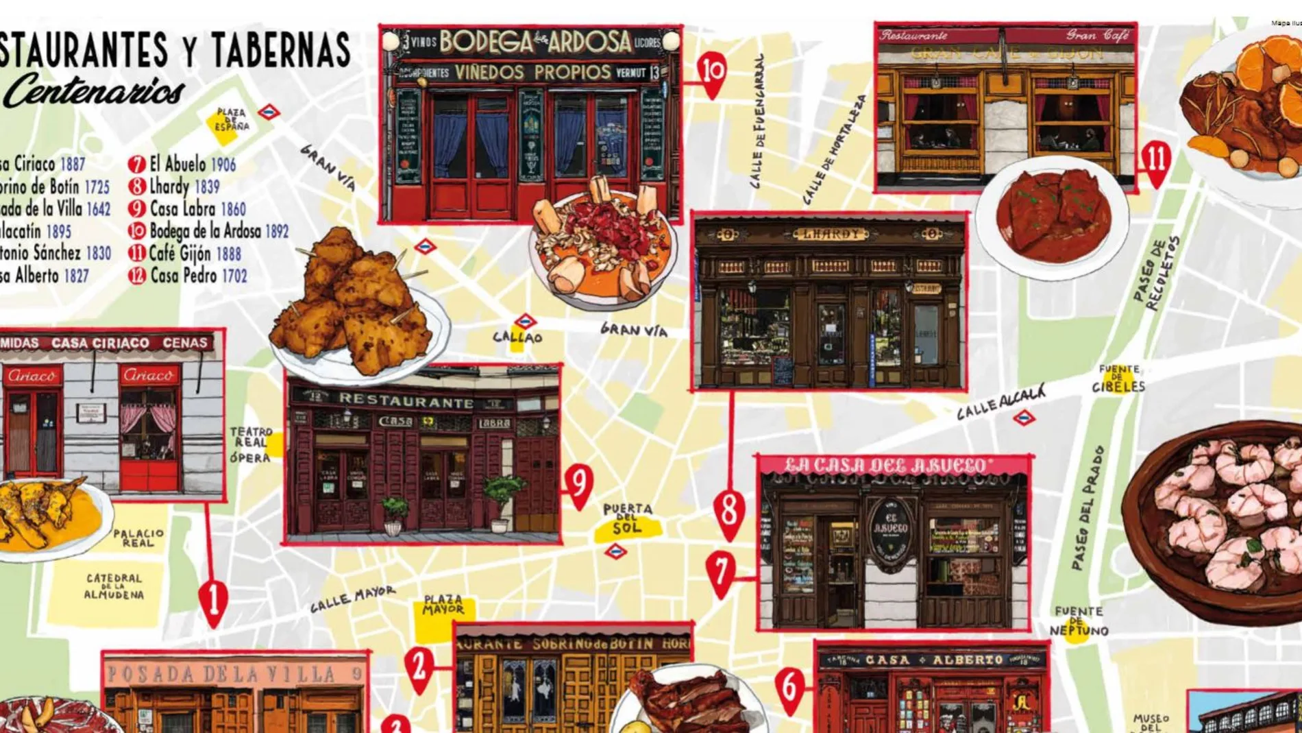 El Ayuntamiento apuesta por los restaurantes y tabernas centenarios con un Mapa Cultural Ilustrado