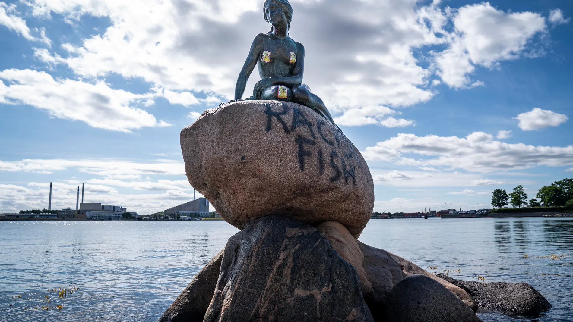 'Racist Fish' message spraypainted on Copenhagen's iconic 'Little Mermaid' statue