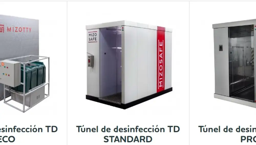 Modelos disponibles de túneles de desinfección