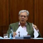 El consejero de Economía, Rogelio Velasco, este lunes durante su comparecencia en el Parlamento